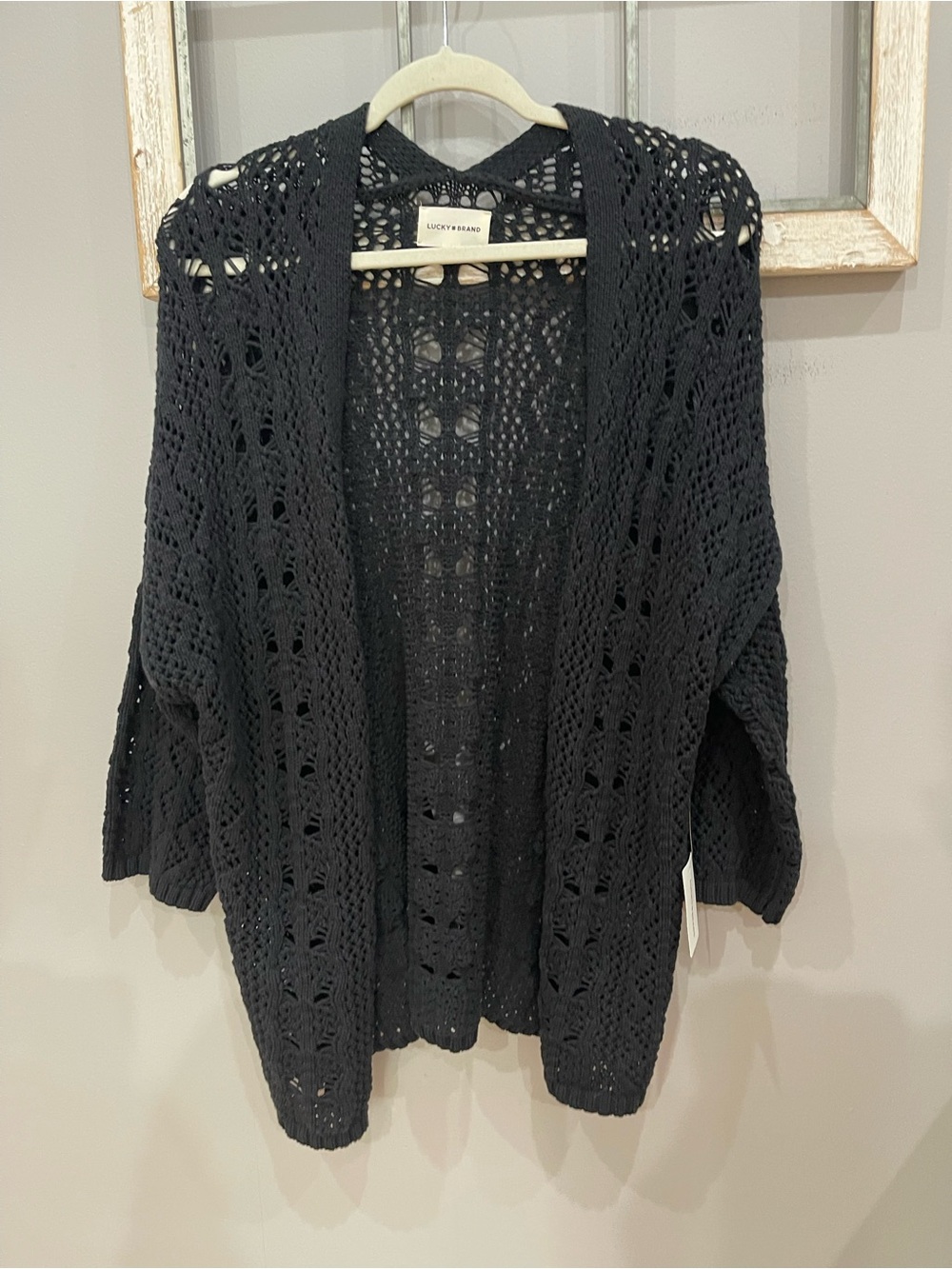 Lucky Brand Black Open-Knit Women's Cardigan